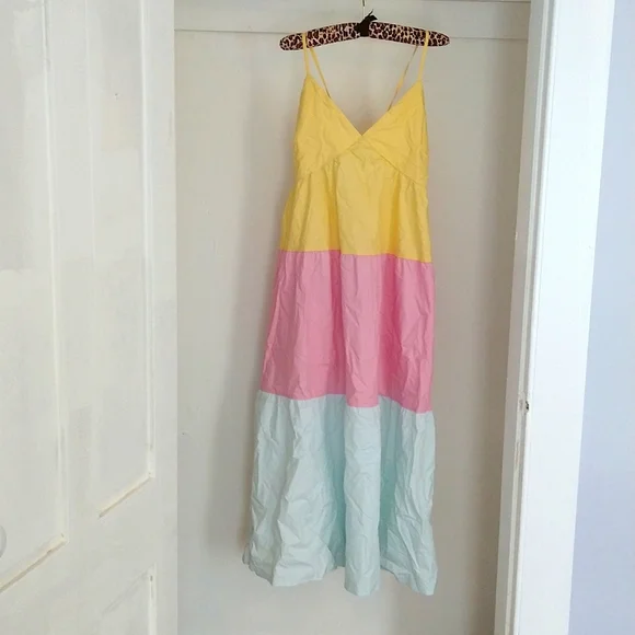 A super summery Just Fab yellow, pink, and blue dress size Large - Picture 1 of 6